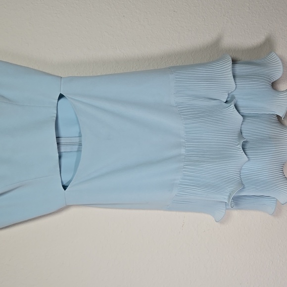 BCBGMaxAzria Asher Powder Blue Flutter Sleeve Mini Cutout Frilly Ruffle dress - Picture 7 of 10
